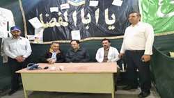 حضور ریاست و مسئول حراست محترم و پرسنل گرامی بیمارستان ایت الله کاشانی شهرکرد در موکب مدافعان سلامت